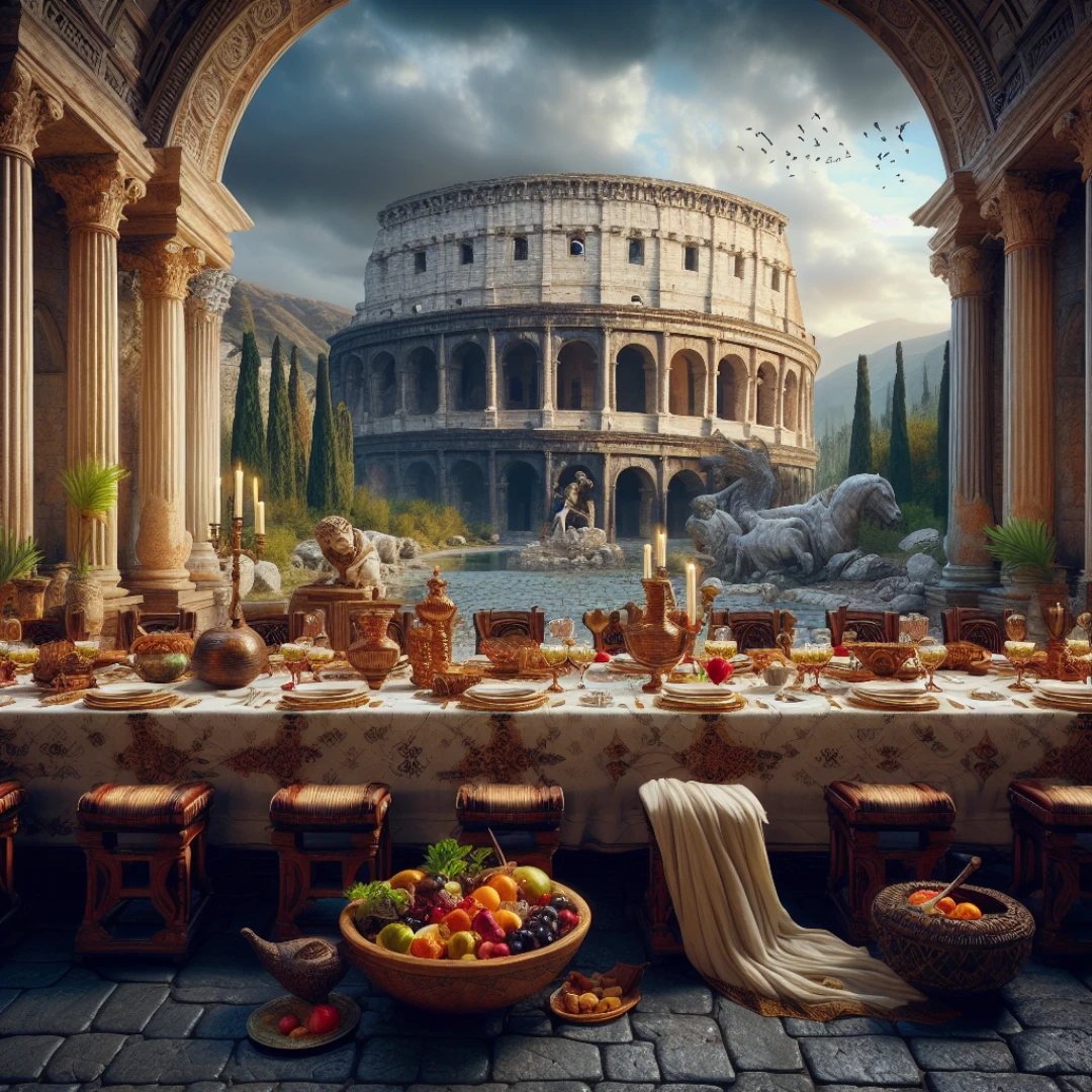 Banquet in Rome in front of Colosseum